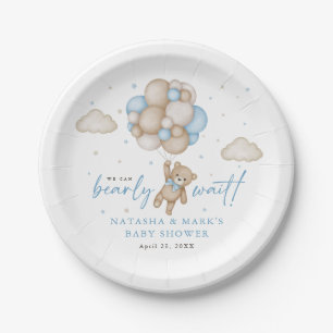 We Can Bearly Wait Boy Baby Shower Paper Plates