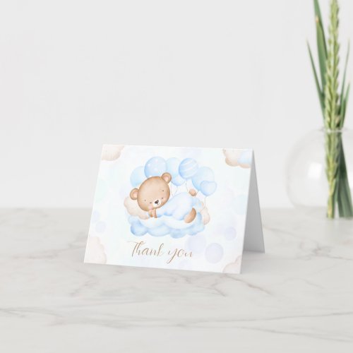 We Can Bearly Wait Boy Baby shower Thank You Card