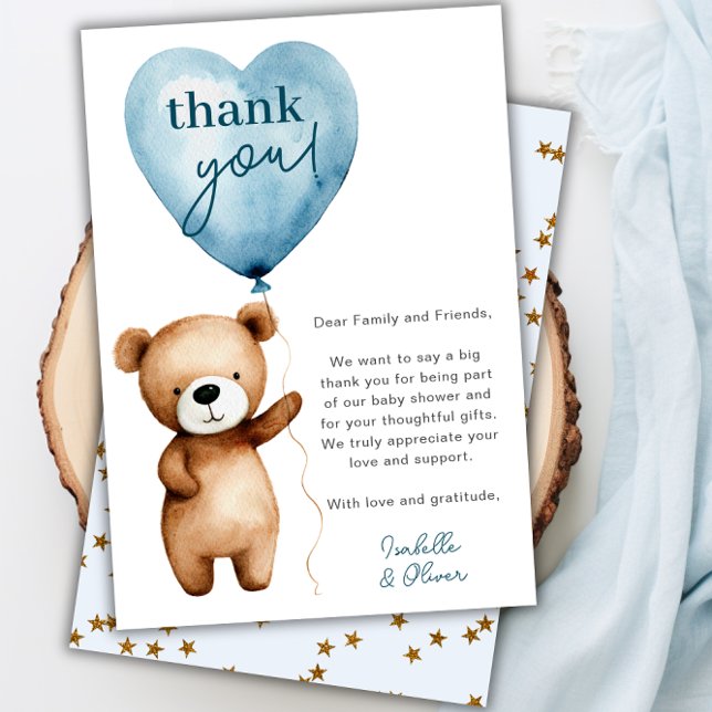 We Can Bearly Wait Boy Baby Shower Thank You Card (We Can Bearly Wait Boy Baby Shower Thank You Card)