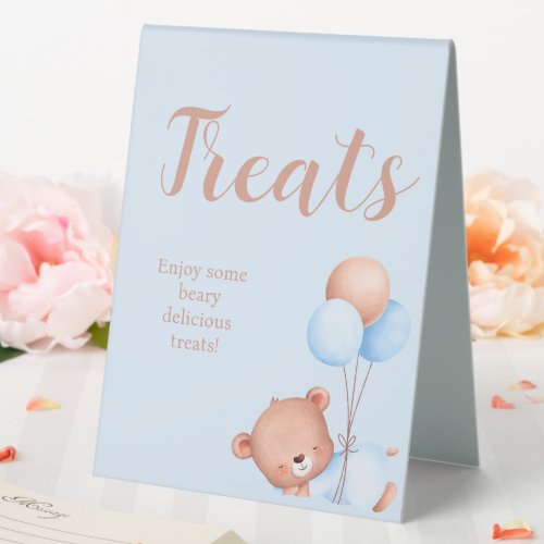 We can Bearly Wait Boy Baby shower Treats  Table Tent Sign