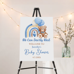 we can bearly wait, boy baby shower welcome foam board