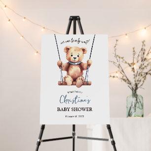 We Can Bearly Wait Boy Baby Shower Welcome Sign