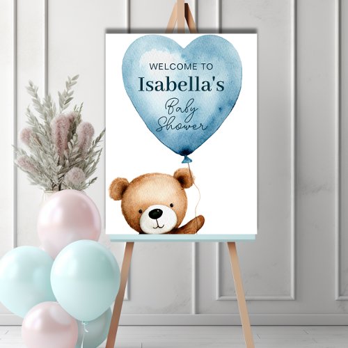 We Can Bearly Wait Boy Baby Shower Welcome Sign