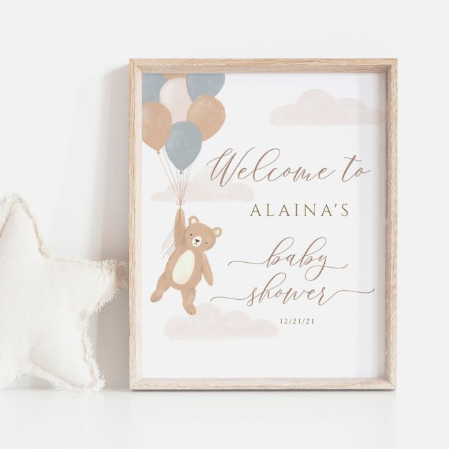 We Can Bearly Wait Boy Baby Shower Welcome Sign (Creator Uploaded)