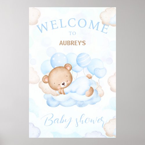 We Can Bearly Wait Boy Baby shower welcome sign