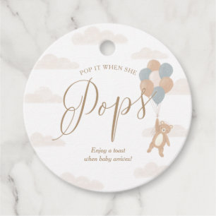 We Can Bearly Wait Boy Baby Shower Wine Bottl Favor Tags