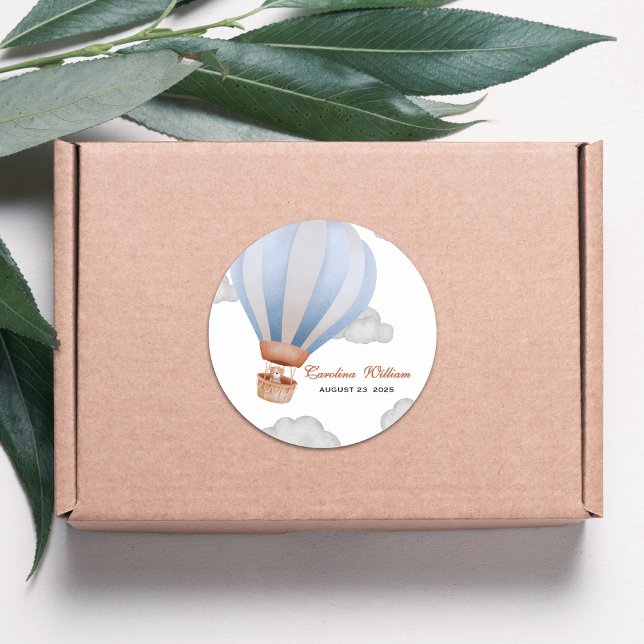 we can bearly wait Boy cub baby shower Classic Round Sticker (Creator Uploaded)