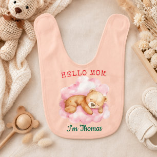 We Can Bearly Wait Boy Cute Bear Baby Shower Bib