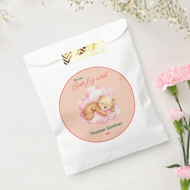 We Can Bearly Wait Boy Cute Bear Baby Shower  Favor Bag (Sealed)