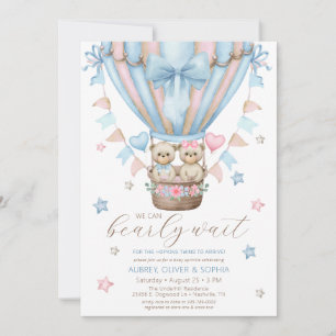 We Can Bearly Wait Boy Girl Twin Baby Sprinkle Invitation