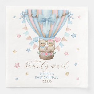 We Can Bearly Wait Boy Girl Twin Baby Sprinkle Paper Dinner Napkins