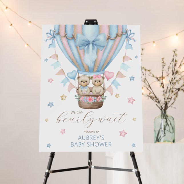 We Can Bearly Wait Boy Girl Twin Shower Sign (In Situ (Stand))
