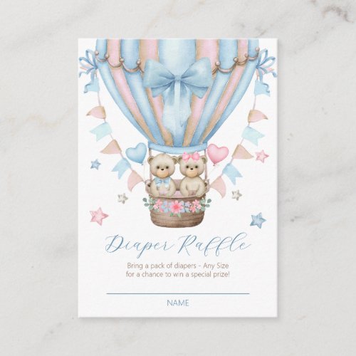 We Can Bearly Wait Boy Girl Twins Diaper Raffle Enclosure Card