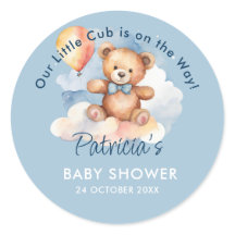 We Can Bearly Wait Boy Teddy Bear Baby Shower