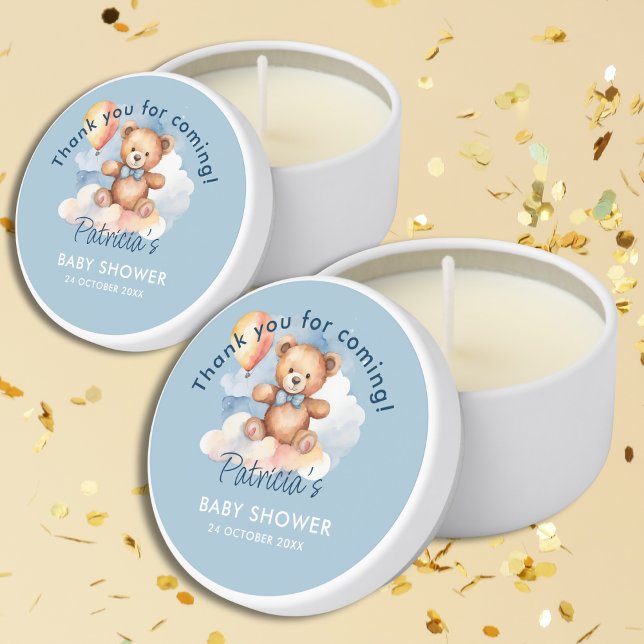 We Can Bearly Wait Boy Teddy Bear Baby Shower  Mini Candle Favors (Creator Uploaded)