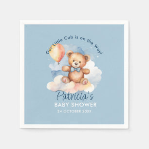 We Can Bearly Wait Boy Teddy Bear Baby Shower Napkins