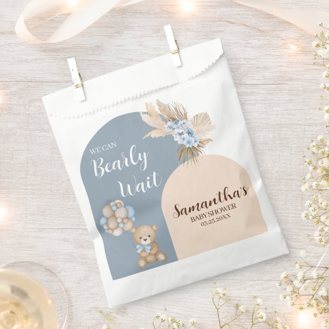 We Can Bearly Wait Boy White Favor Bags (Clipped)