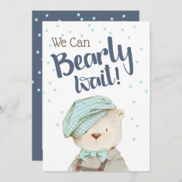 We Can Bearly Wait Boy Woodland Bear Baby Shower Invitation