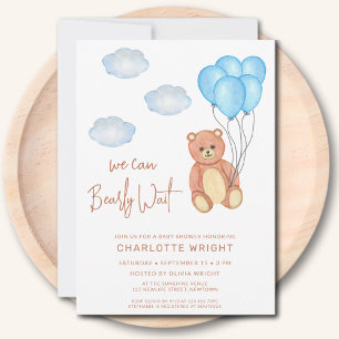 We Can Bearly Wait Boy's Baby Shower Invitation