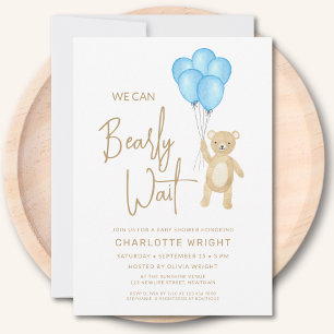 We Can Bearly Wait Boy's Baby Shower Invitation