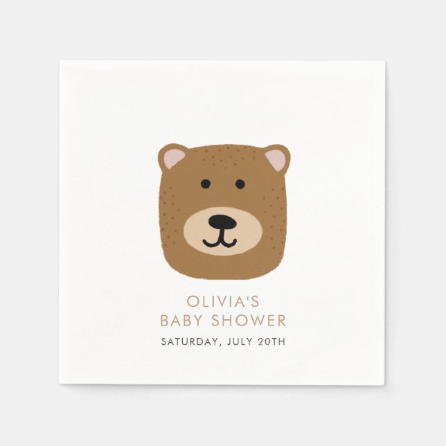 We Can Bearly Wait Boys Baby Shower Napkins (Front)
