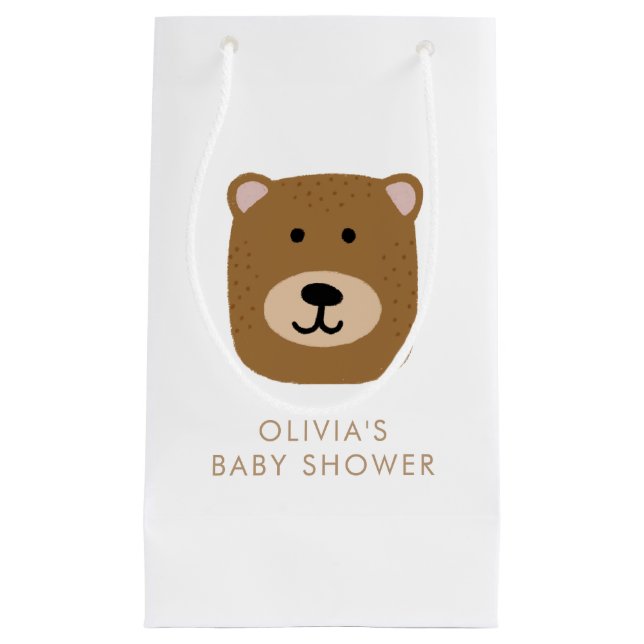 We Can Bearly Wait Boys Baby Shower Small Gift Bag (Front)