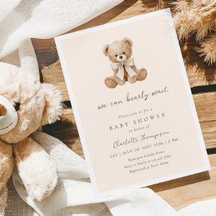 We Can Bearly Wait Brown Baby Shower Invitation
