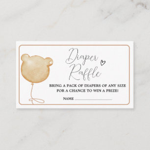 We Can Bearly Wait Brown Balloon Diaper Raffle Enclosure Card