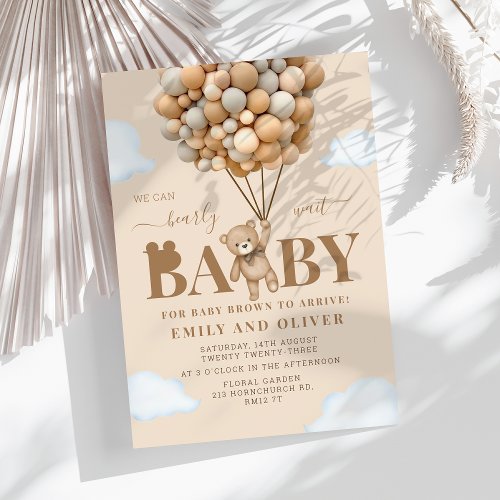 We Can Bearly Wait Brown Bear Baby Shower Invitation