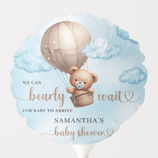 We can bearly wait brown bear hot air balloon (Front)
