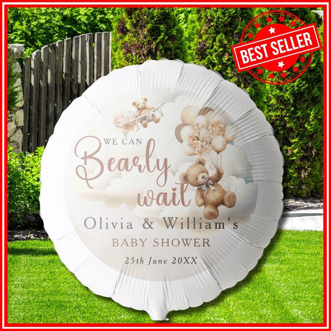 We Can Bearly Wait Brown Cub Baby Shower Balloon (Creator Uploaded)
