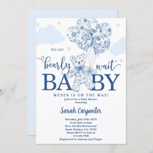 We can bearly wait chinoiserie Baby Shower Boy Invitation