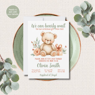We Can Bearly Wait Christian Baby Shower Invitation