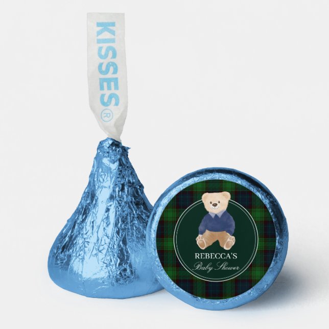 We can bearly wait classic plaid baby shower favor (Front)