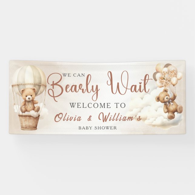 We Can Bearly Wait Cub Brown Baby Shower Banner (Horizontal)