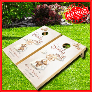 We Can Bearly Wait Cub Brown Baby Shower Cornhole Set