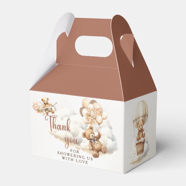We Can Bearly Wait Cub Brown Baby Shower Favor Boxes (Front Side)
