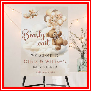 We Can Bearly Wait Cub Brown Baby Shower Foam Board