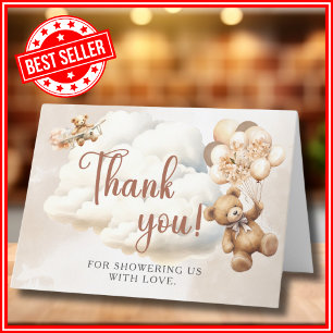 We Can Bearly Wait Cub Brown Baby Shower Letterpress Thank You Card