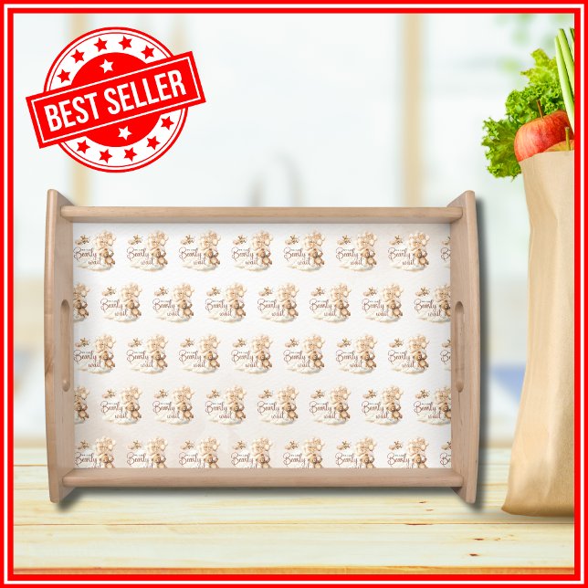 We Can Bearly Wait Cub Brown Baby Shower Serving Tray (Creator Uploaded)