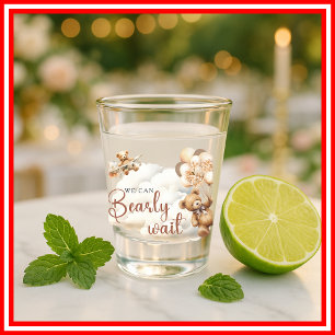 We Can Bearly Wait Cub Brown Baby Shower Shot Glass