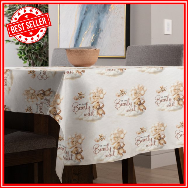 We Can Bearly Wait Cub Brown Baby Shower Tablecloth (Creator Uploaded)