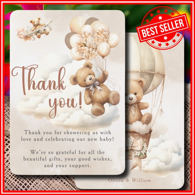 We Can Bearly Wait Cub Brown Baby Shower Thank You Card (Creator Uploaded)