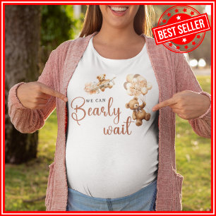 We Can Bearly Wait Cub Brown Baby Shower Tri-Blend Shirt
