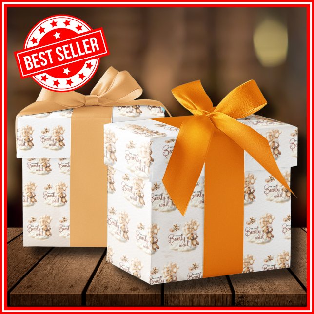 We Can Bearly Wait Cub Brown Baby Shower Wrapping Paper Sheets (Creator Uploaded)