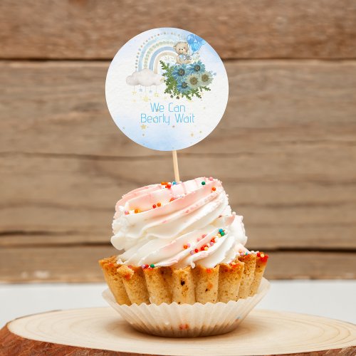 We Can Bearly Wait Cupcake Topper Classic Round Sticker