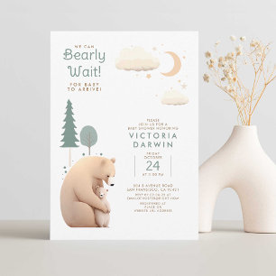 We Can Bearly Wait - Cute Baby Bear Baby Shower Invitation