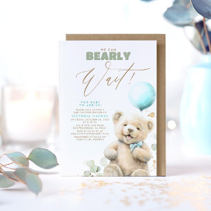 We Can Bearly Wait - Cute Baby Bear Baby Shower Invitation