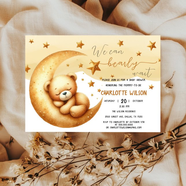 We Can Bearly Wait Cute Baby Bear Baby Shower Invitation (Creator Uploaded)