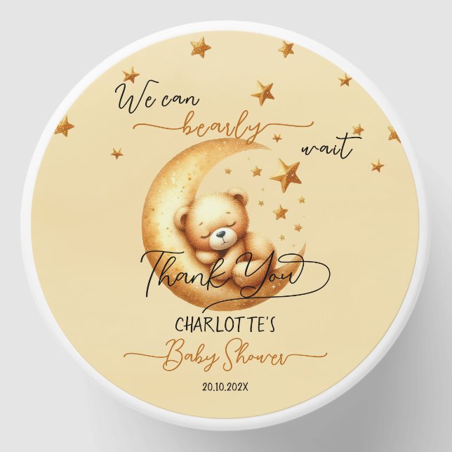 We Can Bearly Wait Cute Baby Bear Baby Shower Mini Candle Favors (Front)